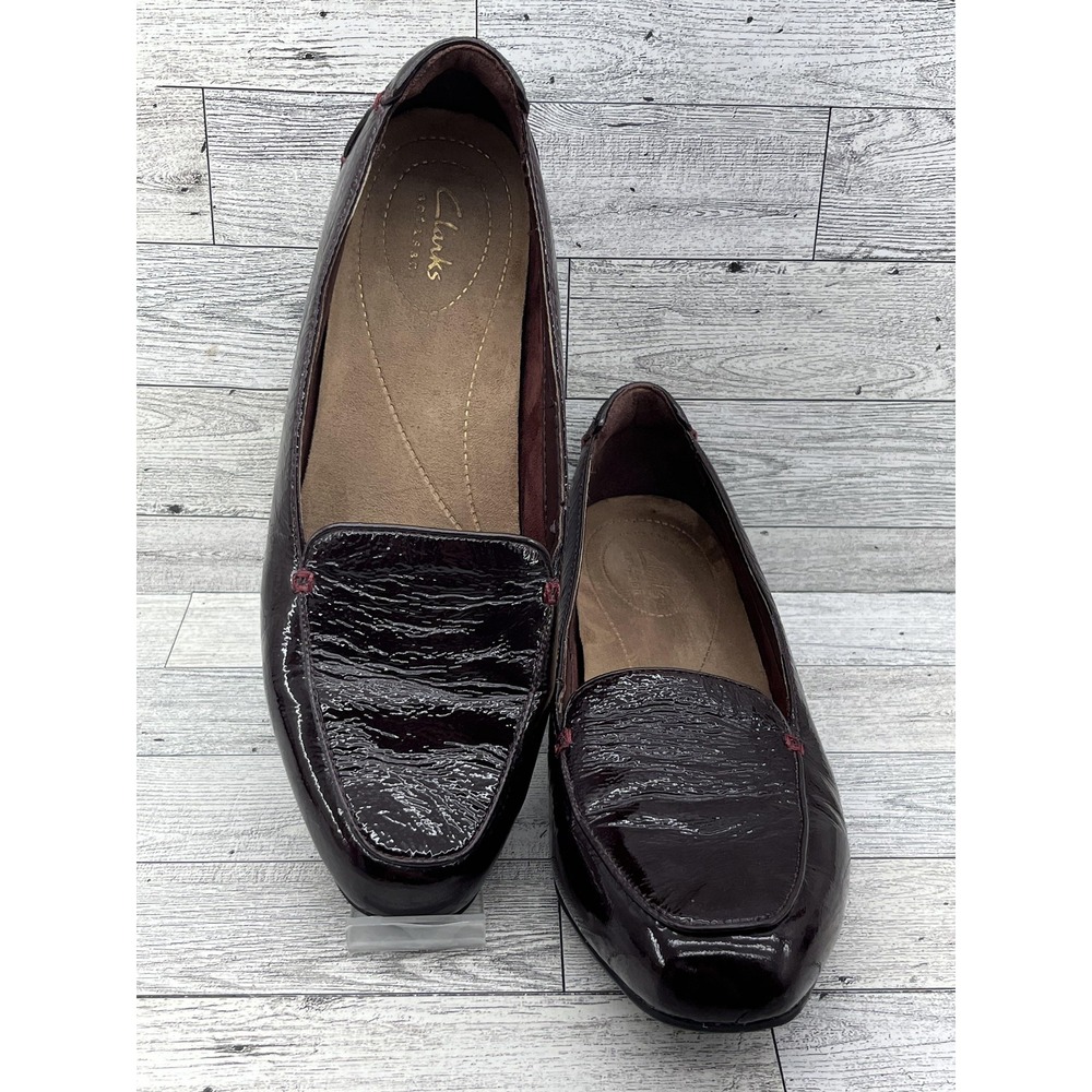 Clarks Shoes Womens Size 9 Loafer Slip On Comfort‎ Patent Leather 26110836